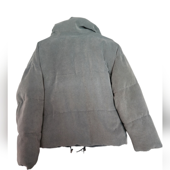 Free People Dusty Green Puffer Corduroy Snap Front Jacket SZ Sm Med - Picture 4 of 13